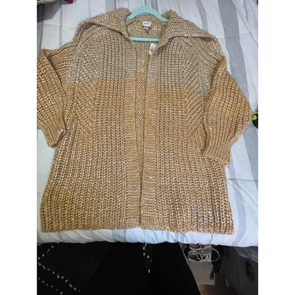 NWT Anthropologie Maeve Ombre Cardigan Sweater M Gold Shimmer Sequins Cape - Picture 10 of 15